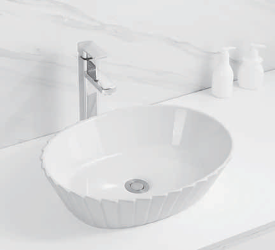 SAFFRON WHITE TABLE TOP ART BASIN SF-9329