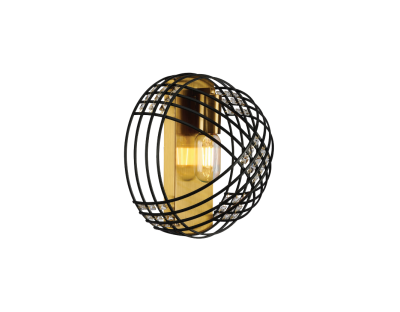 S2B2 Brass Finish with Wire Cage Shade Wall Light PS-04-113