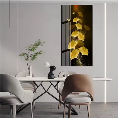 Evvan Painting Mantra Golden Gingko Leaves Framed Wall Art