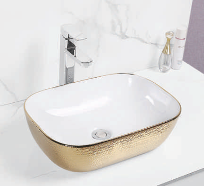 Evaan Inner White Outer Gold table top art basin SF 9408-50