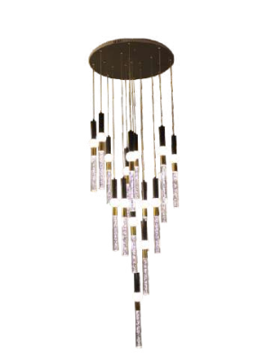 NEPTUNE The Gel Crystal Glass Pipe With LED Light Double Height Pendant Chandelier 11405/18