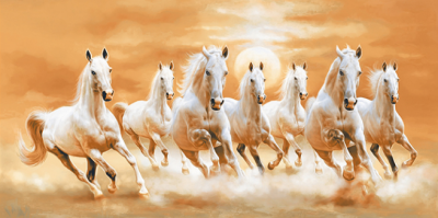 Livolla Oreange horses runing poseter art 28 600 x 1200MM