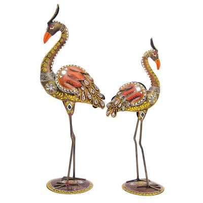 OPPERSTE IRON PAINTED CRANE BIG & SMALL SET OF 2