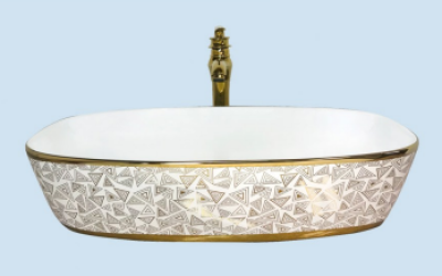 POWER PLUS Glossy Gold Table Top Basin PPTT-478