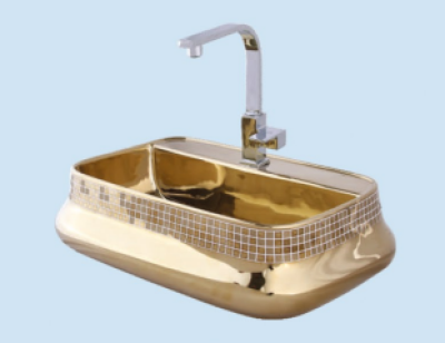 POWER PLUS Glossy Gold Table Top Basin PPTT-099