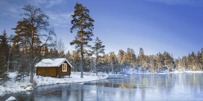 Livolla Sweden house winter poseter art 21 600 x 1200MM