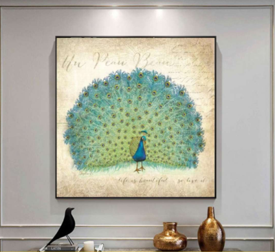 Evvan  Peacock Wall Decoration Plaques Elegant  Peacock Metal Tin Sign