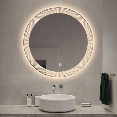 Evaan Stripe Round LED Bathroom Mirror 3 LED Lights