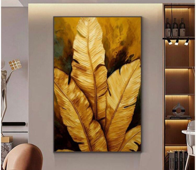 Evaan Golden leaves Wall Frame