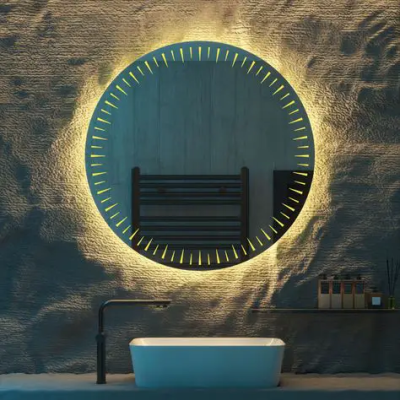 Evaan Teplin Round LED Mirror with 3 LED Lights