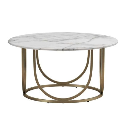 Unique Design White Marble Golden Metal Center Table
