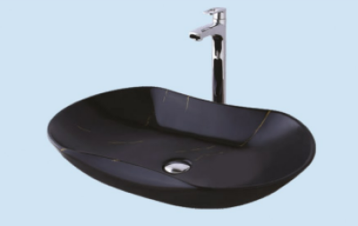 POWER PLUS Glossy Black Marble Table Top Basin PPTT-097