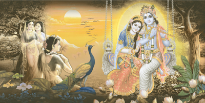 Livolla Lord radha krushna with gopi poseter matt art 84 600 x 1200MM