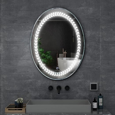 EVVAN Oval Shape  LED Wall Mirror(3 Tone-White Light, Natural Light, Warm Light) led m63