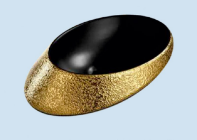 POWER PLUS Matt Black With Gold Table Top Basin PPTT-380