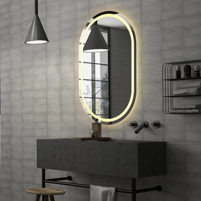 EVVAN Oval Shape  LED Wall Mirror(3 Tone-White Light, Natural Light, Warm Light) led m64