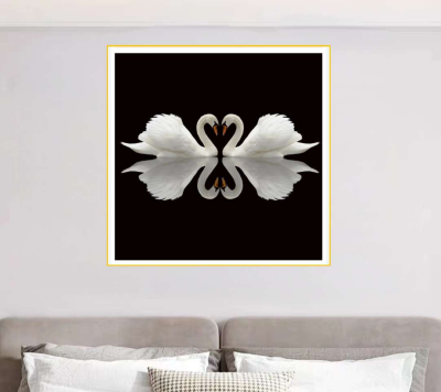 Evvan MODERN WHITE SWAN HEART SWANS LOVE WALL POSTER, HOME DECOR, CRYSTAL PAINTING p24