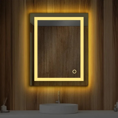 EVVAN Rectangular  LED Wall Mirror(3 Tone-White Light, Natural Light, Warm Light) led m28