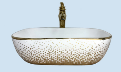 POWER PLUS Glossy Gold Table Top Basin PPTT-470