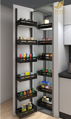 Crome Kitchen Pantry Pullout 6 layer ( Stainless Steel PVD Black Finish)