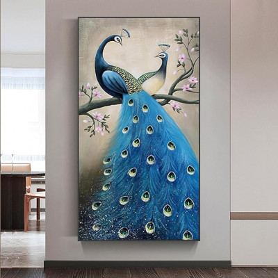 Evaan Blue Peacock Artwork Canvas Wall art