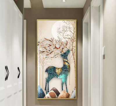 Evvan Printed Deer With Unique Horns Acrylic Wall Art Painting