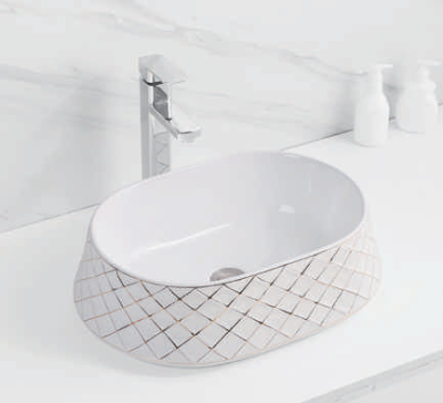 Evaan white with gold line top art basin SF 9328-1 G