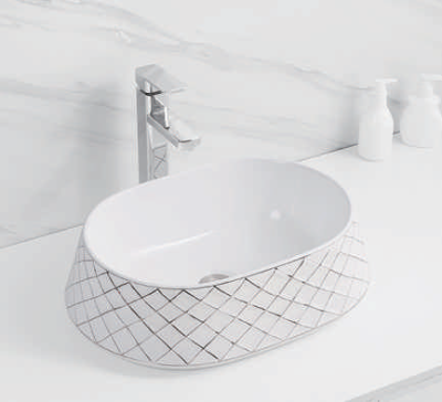 Evaan white with silver line top art basin SF 9328-1 G