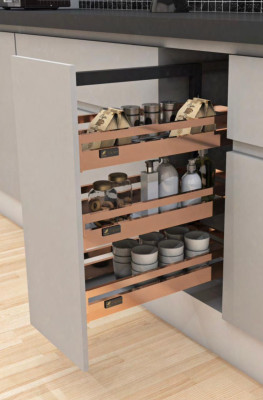 Kitchen Soft-Closing Shelf  Side Mounting Pullout Unit (  Stainless Steel  PVD Rose Gold Finish) 3 shelf