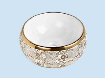 POWER PLUS Glossy Gold Table Top Basin PPTT-235