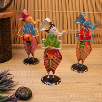 OPPERSTE PAINTED MUSICAL GANESHA SET OF 3