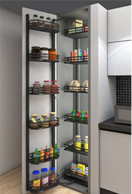 Crome Kitchen Pantry Pullout 6 layer  (Metalic Grey Finish)