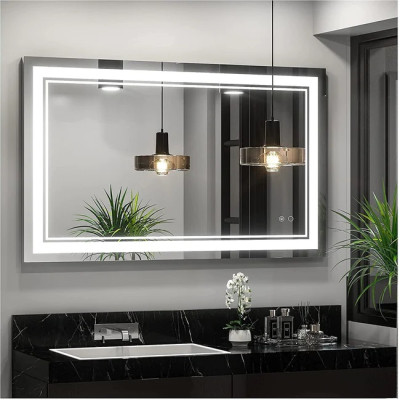 EVVAN Rectangular  LED Wall Mirror(3 Tone-White Light, Natural Light, Warm Light) led m30