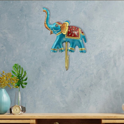 OPPERSTE IRON PAINTED ELEPHANT KEY HOLDER FOR WALL HANGING