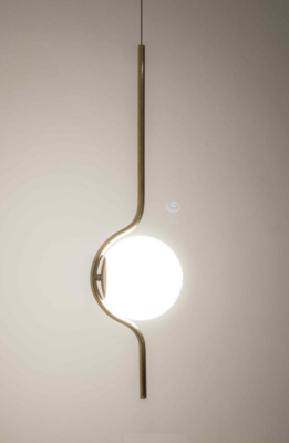 GEO Gold Finish Hanging Lamp White Glass Chandelier Ceiling Light M775-1