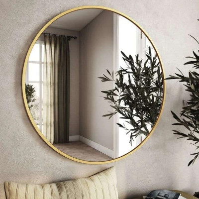 33 Inches Gold Round Mirror