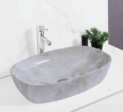 Evaan Glossy marble table top art basin SF 9417B-3