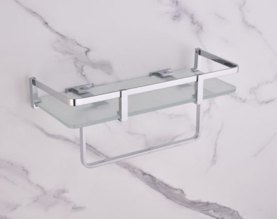 Manjula Shelf & Corner Glass Chrome Finish Glass Nepkin Ring Shelf