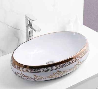Evaan Inner White Outer Rose Gold table top art basin SF 9527-16