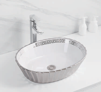 Evaan Inner white outer silver table top art basin SF 9329-3