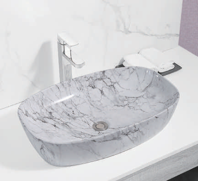 Evaan Glossy marble table top art basin SF 9417B-11