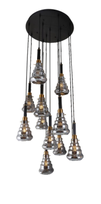 NEPTUNE Luxury Light Smokey Glass Black Brass Chandelier  1001-6