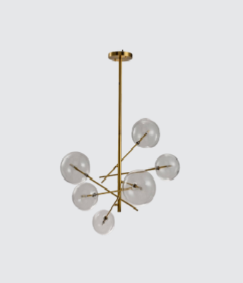 Neptune Modern Glass Gold and Smoke Grey Pendant Light D186-6