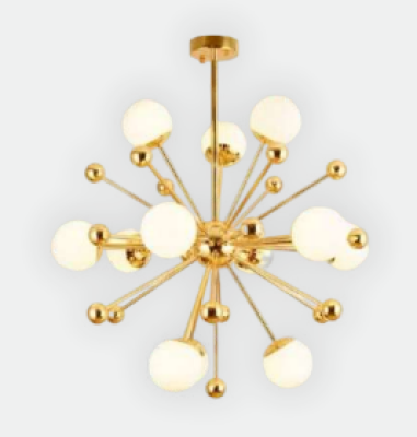 Neptune Light Gold Frosted Glass Chandelier Ceiling Lights B201/12