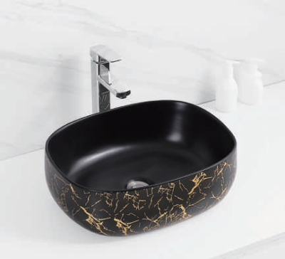 Evaan Black With Gold Design table top art basin SF 9331-1