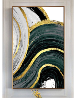 Evaan Modern Green and White and Black Wall Frame