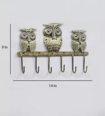 OPPERSTE MULTICOLOUR IRONMETAL PAINTED WALL 3 OWL 6 KEY HOLDER