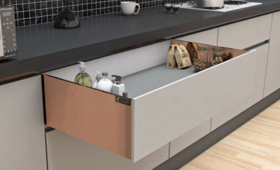 Crom Tandem Drawer Slim Box System with Decorative Cover & Soft Close Channel ( PVD Rose Gold  Finish)
