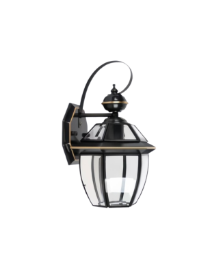 NEPTUNE Single-Light Outdoor Lancaster Wall Lantern, Clear Beveled Glass and Black B6001M