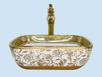 POWER PLUS Glossy Gold Table Top Basin PPTT-497